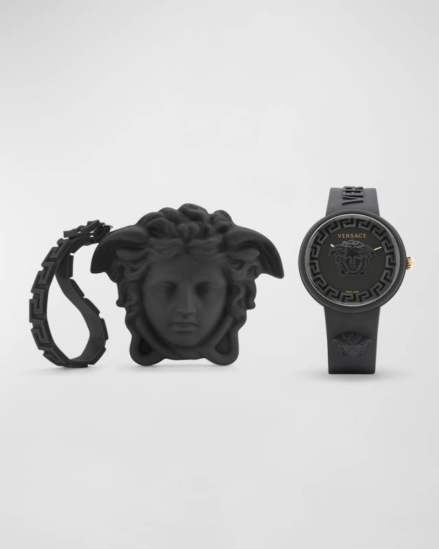 Unisex Medusa Pop Black Silicone Watch, 39mm